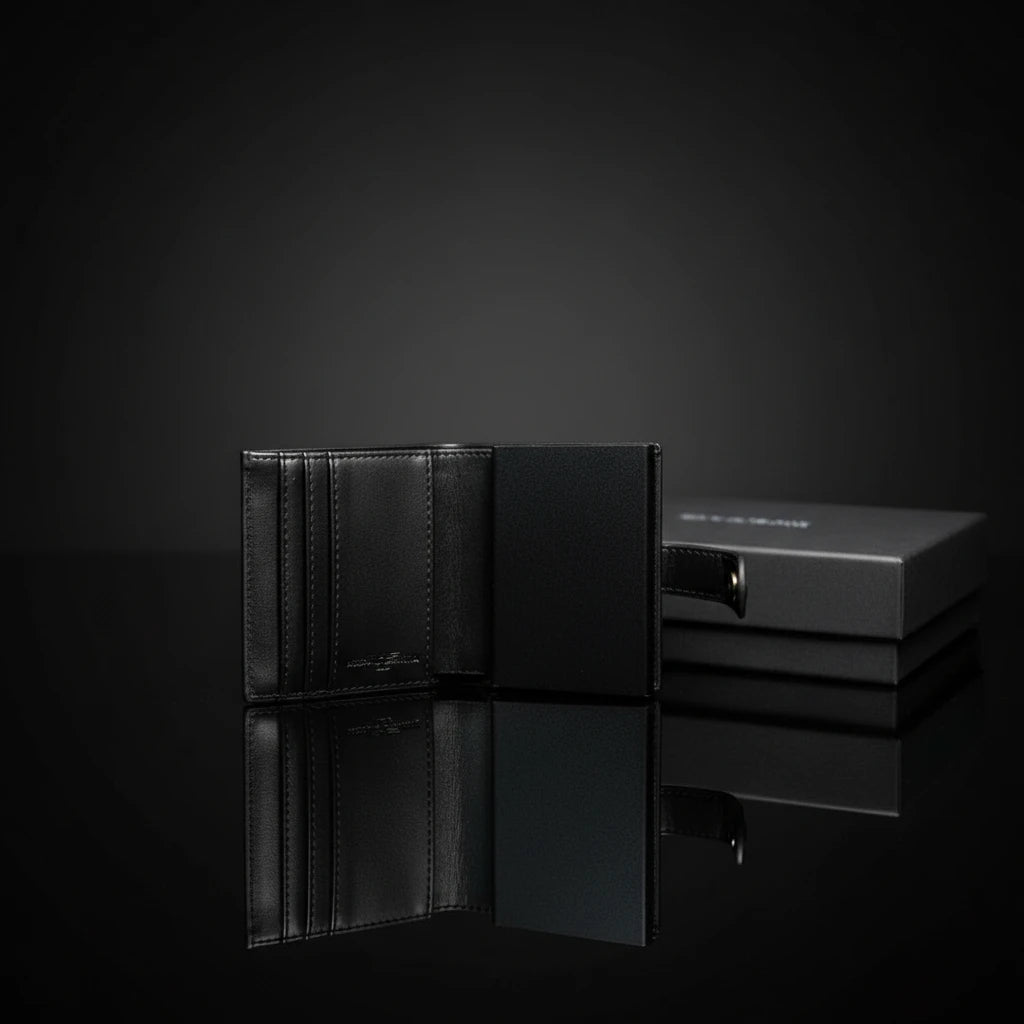 LEATHER GICRGIO ARMANI WITH METAL CARDHOLDER